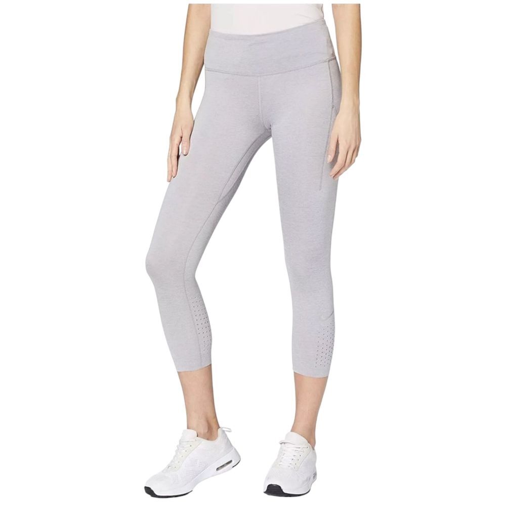 Nike Epic Lux Running Tight Fit Crop Leggings Light Gray Size XL
